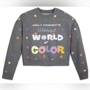 Disney100 Wonderful World of Color Ladies Cropped Pullover Sweatshirt L